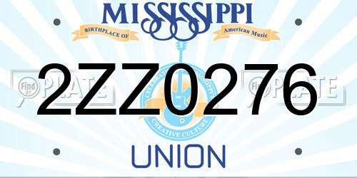 2ZZ0276 Mississippi License Plate