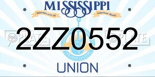 2ZZ0552 Mississippi License Plate
