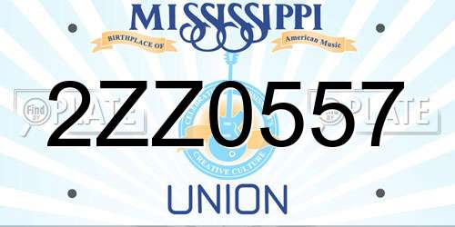 2ZZ0557 Mississippi License Plate