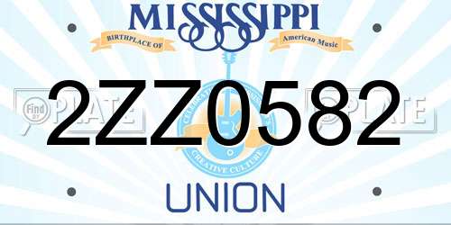 2ZZ0582 Mississippi License Plate