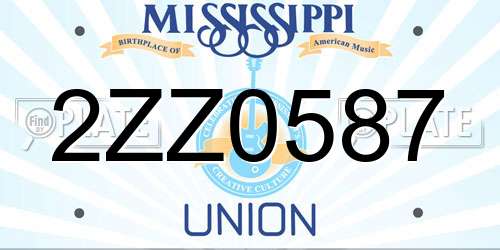 2ZZ0587 Mississippi License Plate