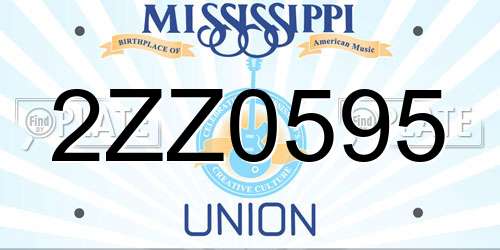 2ZZ0595 Mississippi License Plate