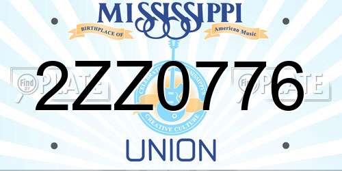 2ZZ0776 Mississippi License Plate