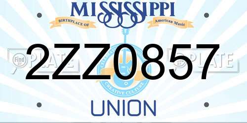 2ZZ0857 Mississippi License Plate