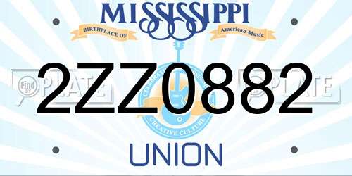 2ZZ0882 Mississippi License Plate