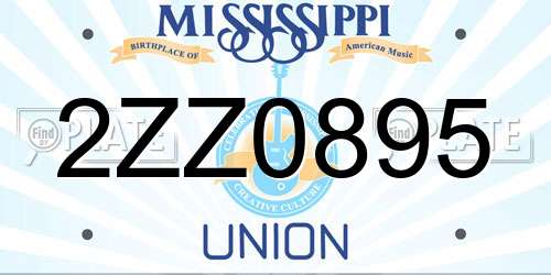 2ZZ0895 Mississippi License Plate