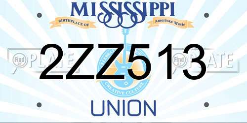2ZZ513 Mississippi License Plate
