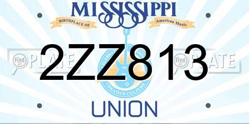 2ZZ813 Mississippi License Plate