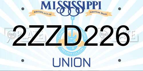 2ZZD226 Mississippi License Plate
