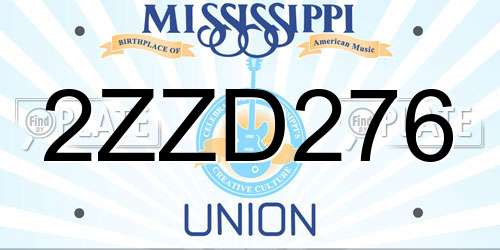 2ZZD276 Mississippi License Plate