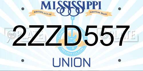 2ZZD557 Mississippi License Plate