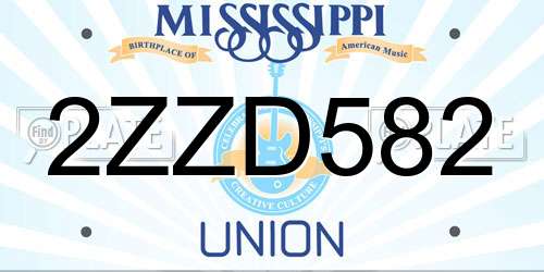 2ZZD582 Mississippi License Plate