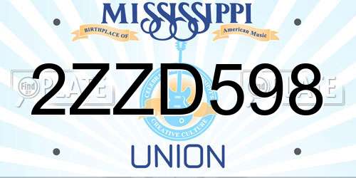 2ZZD598 Mississippi License Plate