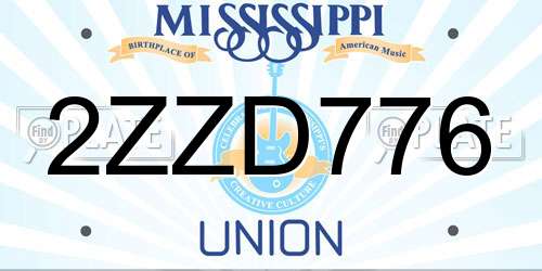2ZZD776 Mississippi License Plate
