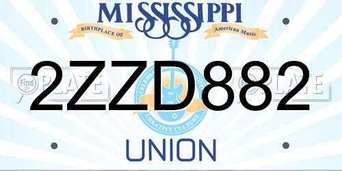 2ZZD882 Mississippi License Plate