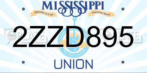 2ZZD895 Mississippi License Plate