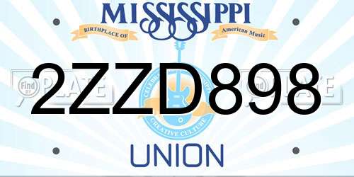 2ZZD898 Mississippi License Plate
