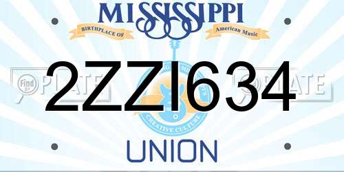 2ZZI634 Mississippi License Plate