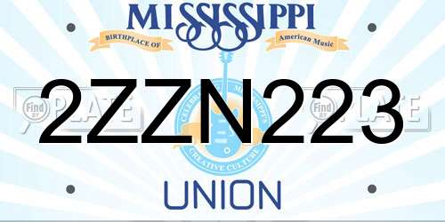 2ZZN223 Mississippi License Plate