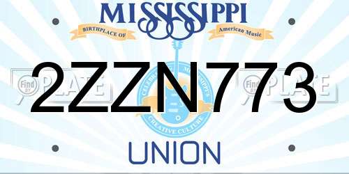 2ZZN773 Mississippi License Plate
