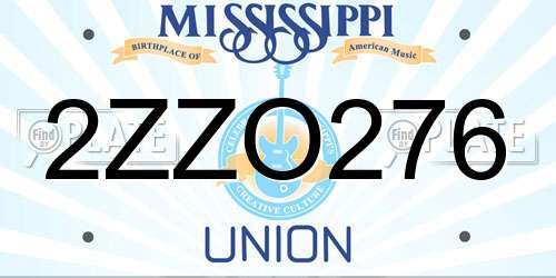 2ZZO276 Mississippi License Plate