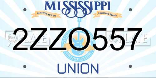 2ZZO557 Mississippi License Plate