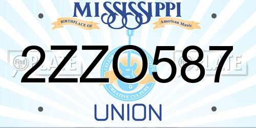 2ZZO587 Mississippi License Plate