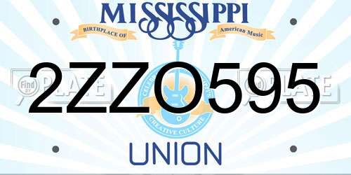 2ZZO595 Mississippi License Plate