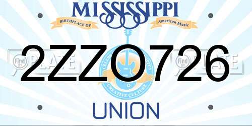 2ZZO726 Mississippi License Plate