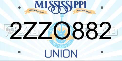 2ZZO882 Mississippi License Plate