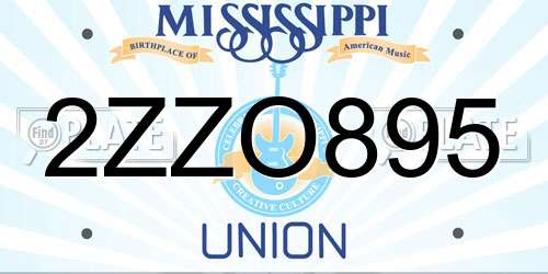 2ZZO895 Mississippi License Plate