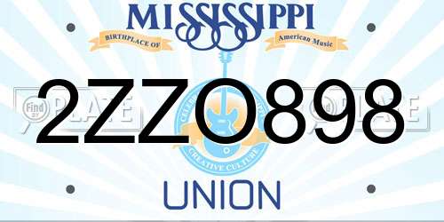 2ZZO898 Mississippi License Plate