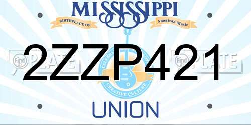 2ZZP421 Mississippi License Plate