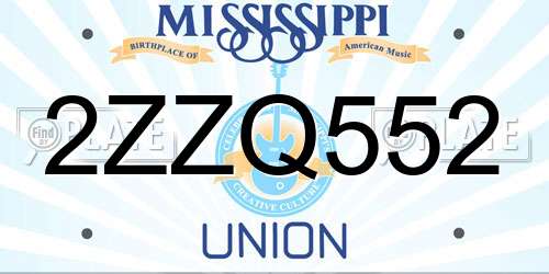 2ZZQ552 Mississippi License Plate