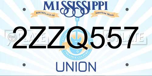 2ZZQ557 Mississippi License Plate
