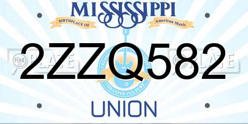 2ZZQ582 Mississippi License Plate