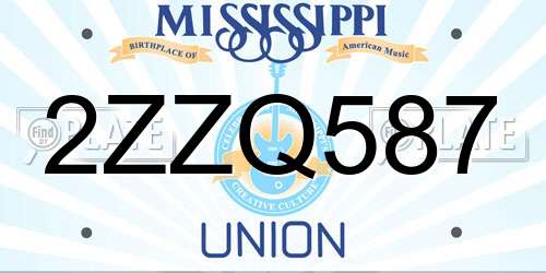2ZZQ587 Mississippi License Plate