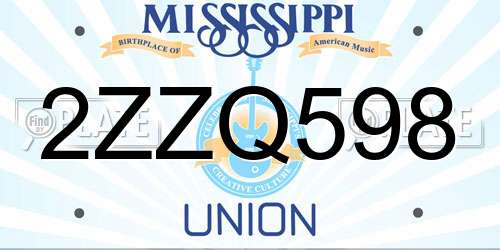 2ZZQ598 Mississippi License Plate