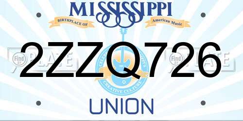 2ZZQ726 Mississippi License Plate
