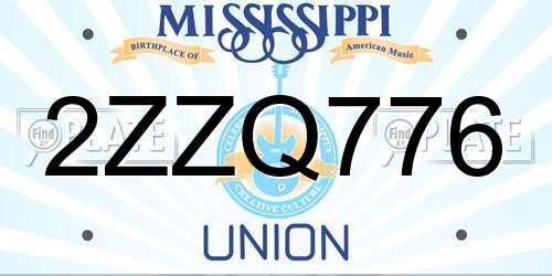 2ZZQ776 Mississippi License Plate