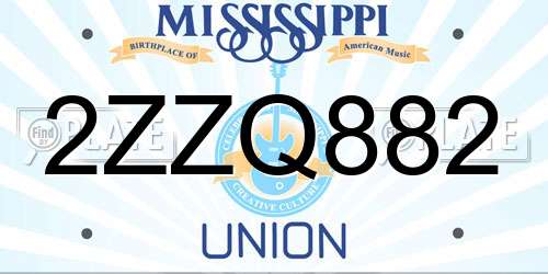 2ZZQ882 Mississippi License Plate