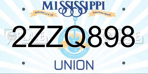 2ZZQ898 Mississippi License Plate
