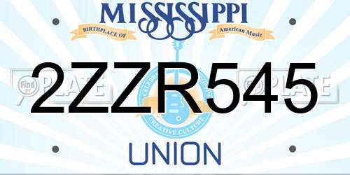 2ZZR545 Mississippi License Plate