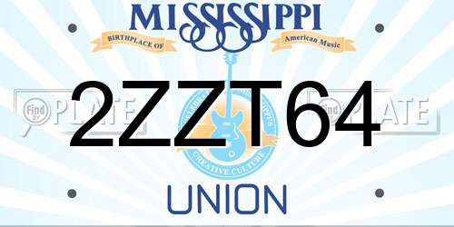 2ZZT64 Mississippi License Plate