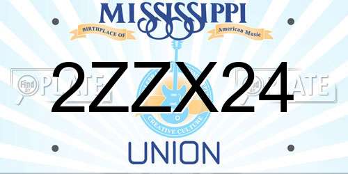 2ZZX24 Mississippi License Plate