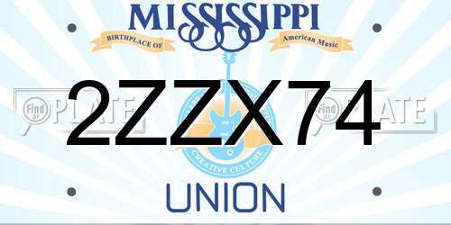 2ZZX74 Mississippi License Plate