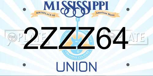 2ZZZ64 Mississippi License Plate