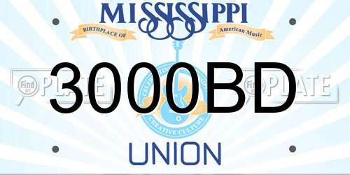 3000BD Mississippi License Plate