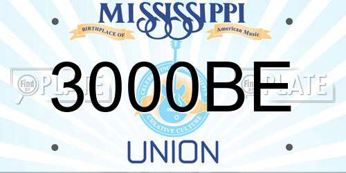 3000BE Mississippi License Plate