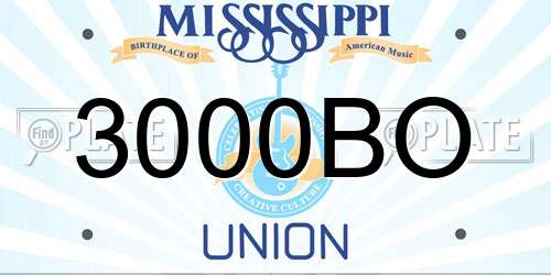 3000BO Mississippi License Plate